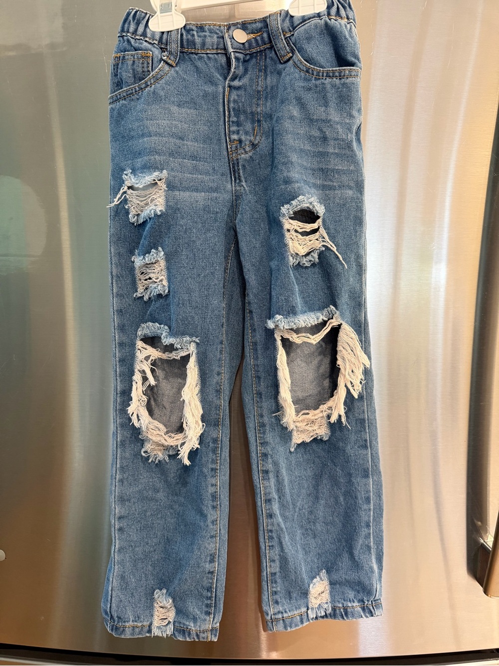 Blue Distressed Women's Jeans - Casual Ripped Denim